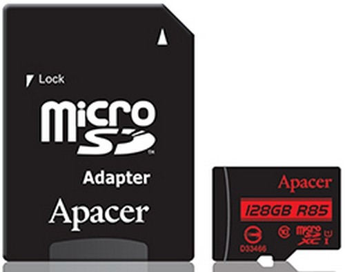 Карта памяти Apacer microSDXC UHS-I 85R 128GB сlass10 + SD adapter (AP128GMCSX10U5-R)