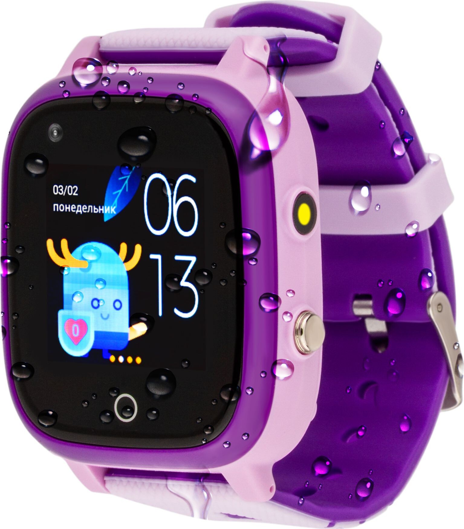 Смарт-часы Детские водонепроницаемые смарт-часы AmiGo GO005 4G WIFI Thermometer Purple