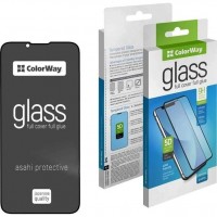 Защитное стекло ColorWay 9H FC glue черное для Apple iPhone 15 Plus