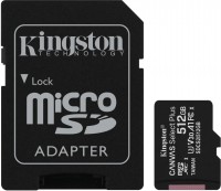 Карта памяти Kingston microSDXC 512B Canvas Select Plus Class 10 UHS-I U3 V30 A1 + SD-адаптер (SDCS2/512GB)