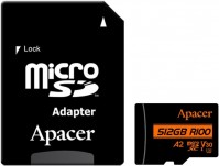 Карта памяти Apacer microSDXC UHS-I U3 512GB V30 A2 +SD адаптер (AP512GMCSX10U8-R)