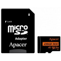 Карта памяти Apacer microSDXC UHS-I U3 128GB V30 A2 +SD адаптер (AP128GMCSX10U8-R)