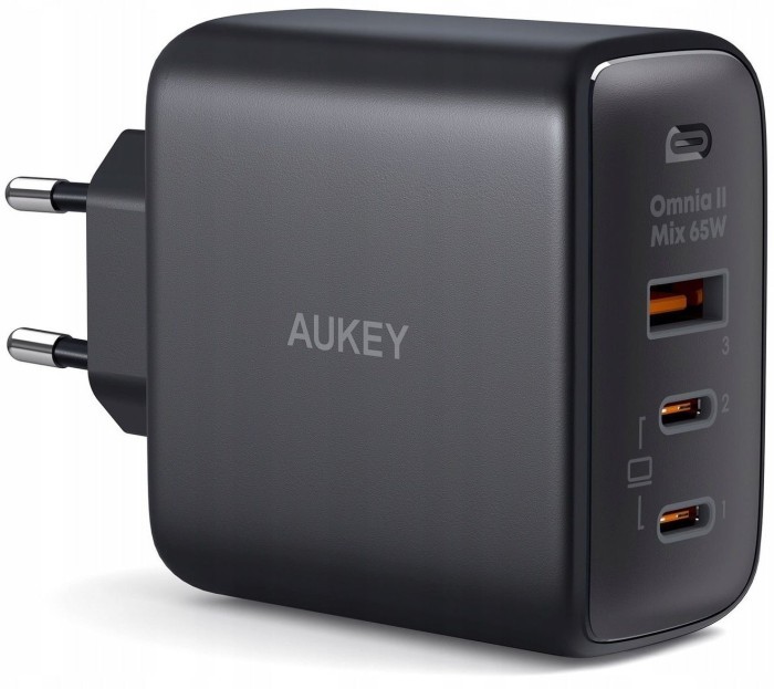 Зарядний пристрій Aukey U+2C 65W GaN Power Tech (PA-B6T) чорний