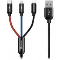 Кабель Baseus 3-in-1 USB to M+L+T 3.5A 1.2m(CAMLT-BSY01)чор