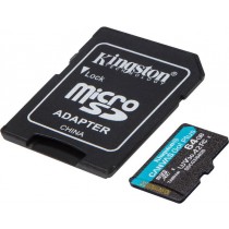 Карта пам'яті Kingston MicroSDXC 64GB Canvas Go! Plus Class 10 UHS-I U3 V30 A2 + SD-адаптер (SDCG3/64GB)
